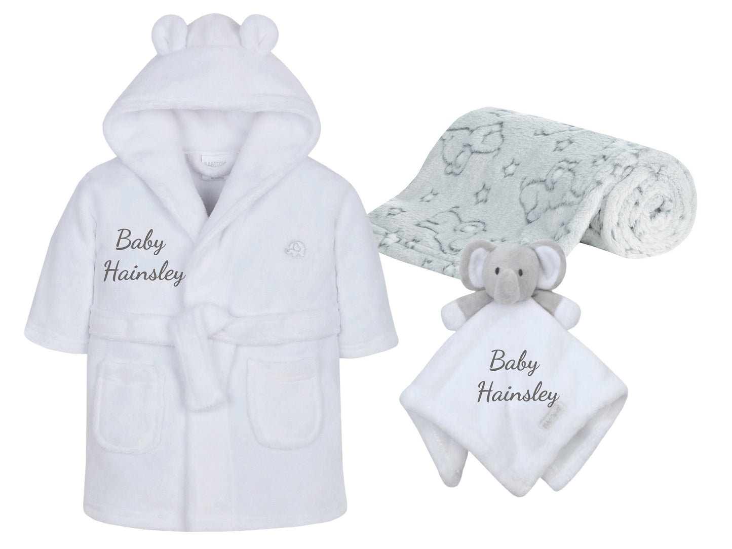 Personalised Baby Robe Dressing Gown 0-6 Months with Matching Personalised Comforter and Blanket Great baby Gift Perfect For Baby Showers